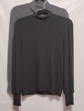 J.CREW Women's M HeatherGray/Black Ribbed Turtleneck Sweaters